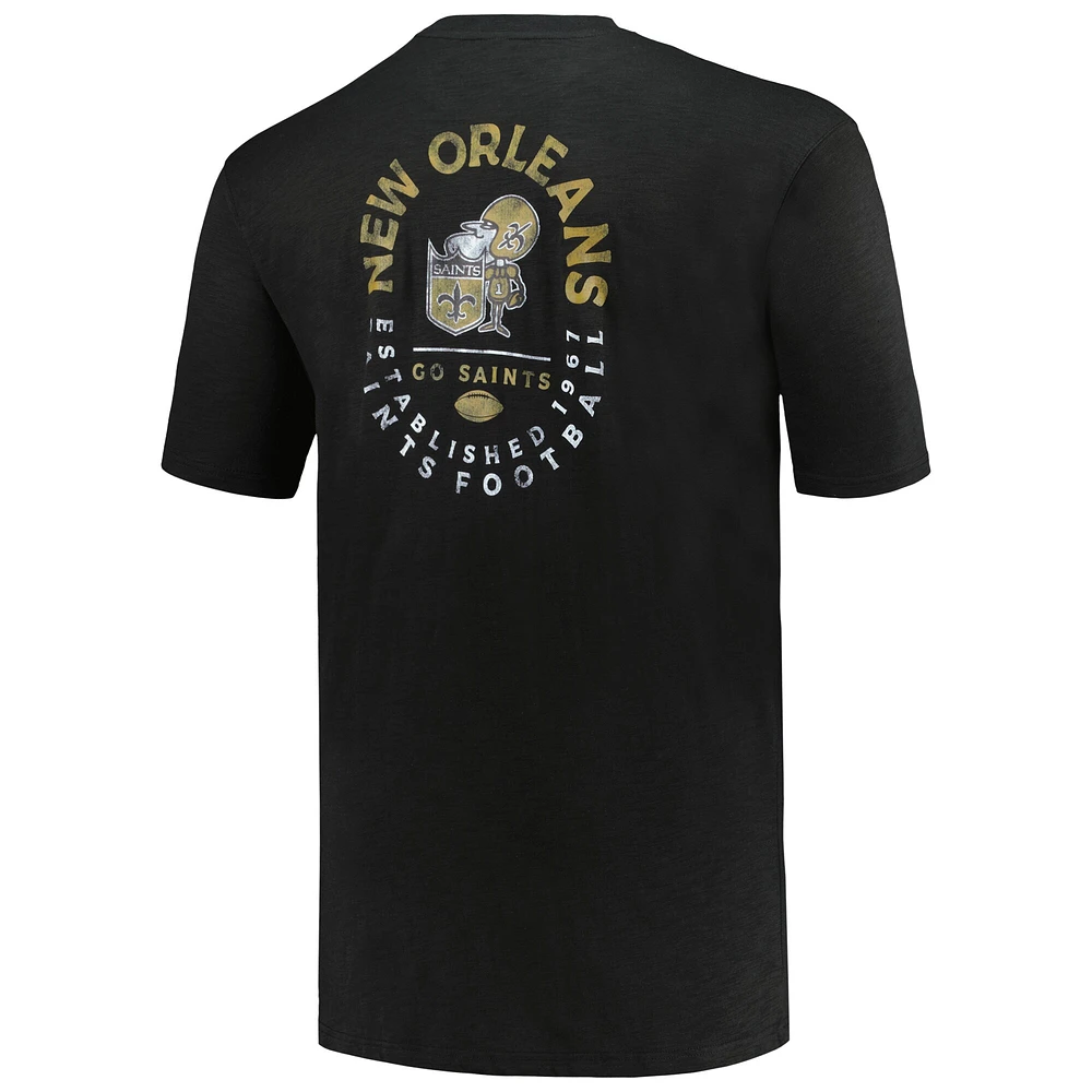 T-shirt noir pour homme Profile New Orleans Saints Big & Tall Two-Hit Throwback