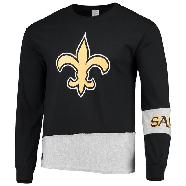 Refried Apparel Noir/Gris New Orleans Saints T-shirt à manches longues durable Upcycled Angle pour homme