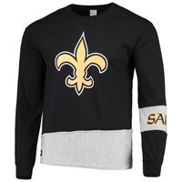 Men's Refried Apparel Black/Gray New Orleans Saints Sustainable Upcycled Angle Long Sleeve T-Shirt