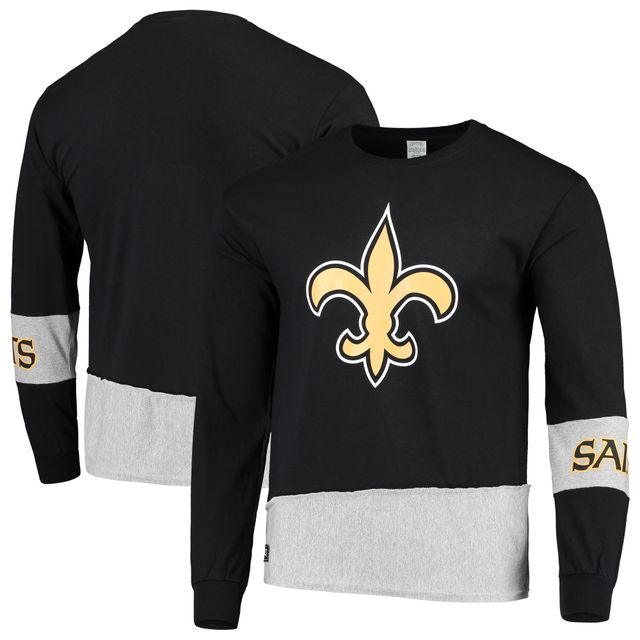 Refried Apparel Noir/Gris New Orleans Saints T-shirt à manches longues durable Upcycled Angle pour homme