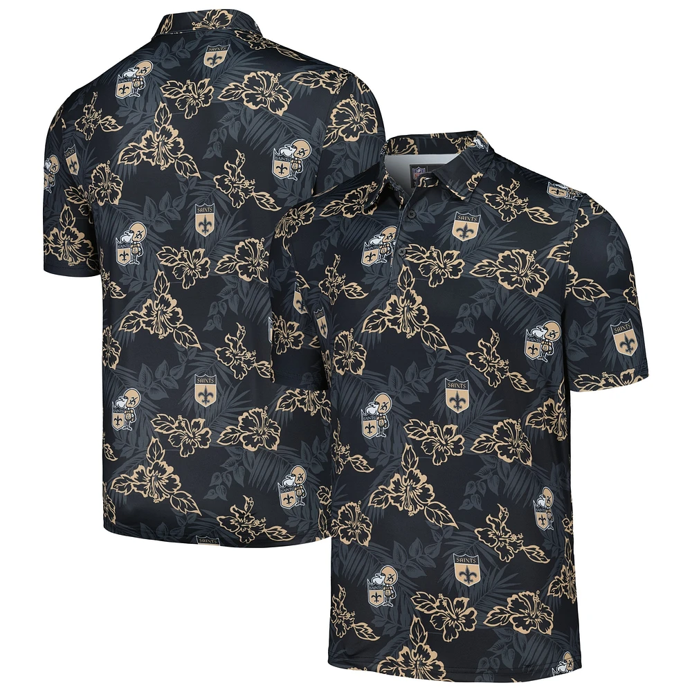 Polo Performance Pua Reyn Spooner noir des New Orleans Saints pour homme