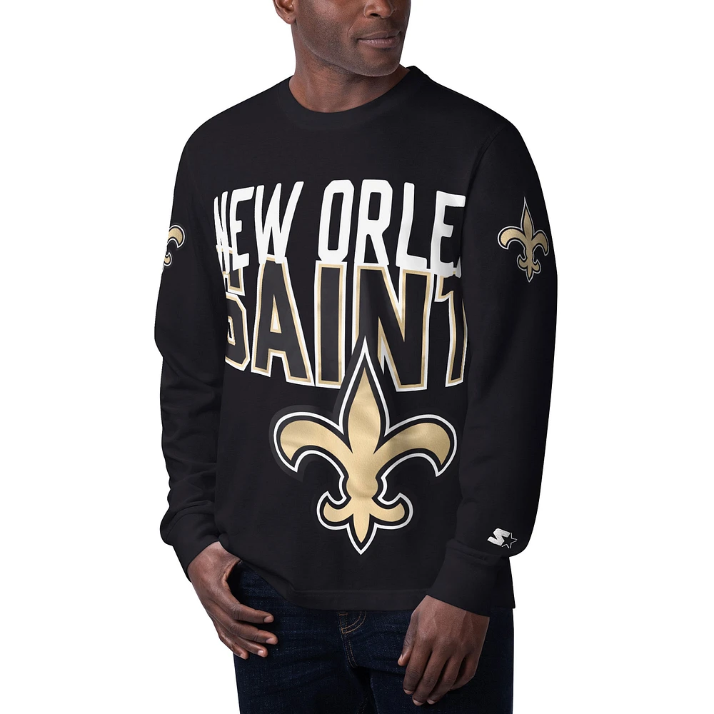 T-shirt à manches longues Starter Black New Orleans Saints Clutch Hit pour homme