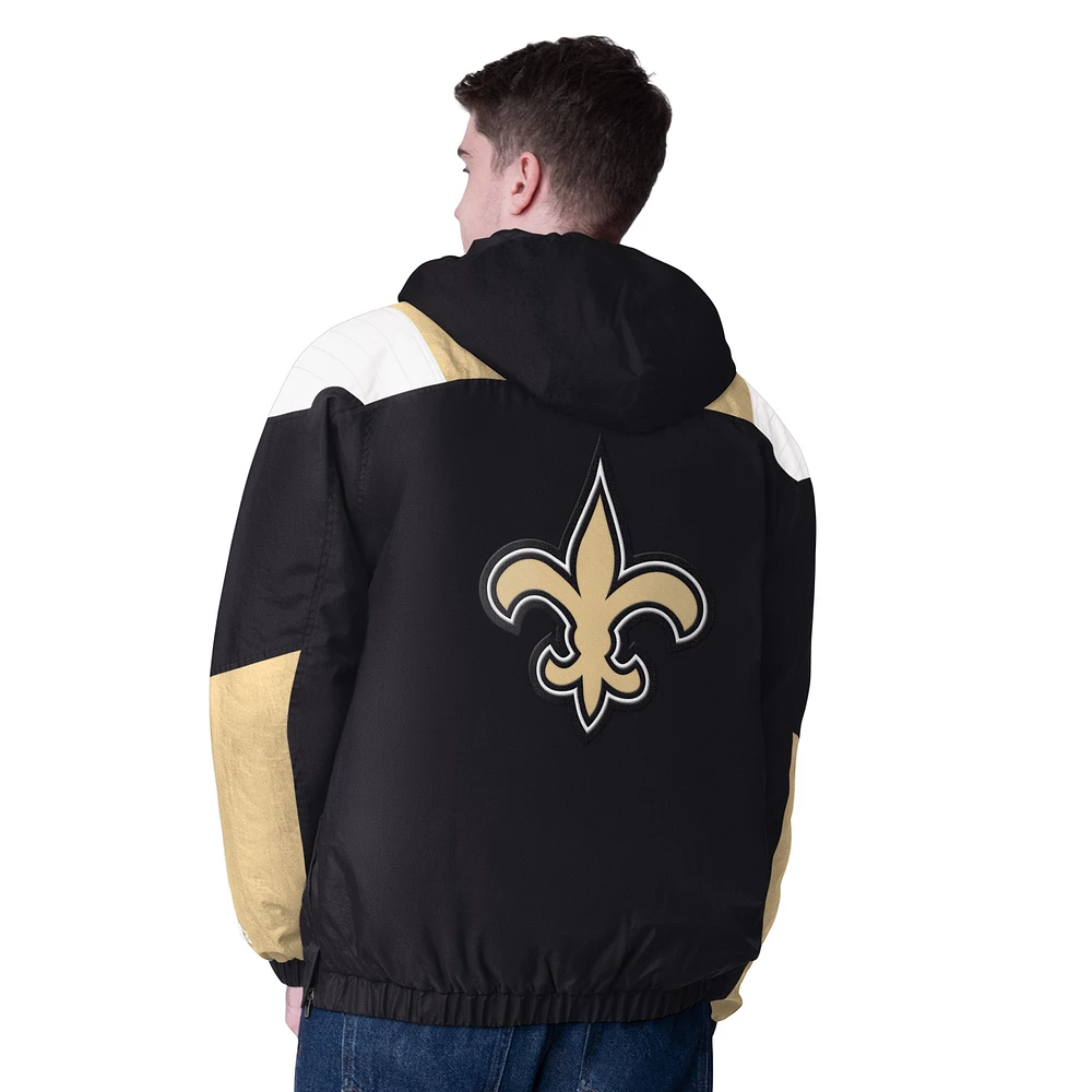 Men's Starter Black New Orleans Saints Half-Zip Pullover Hoodie Jacket