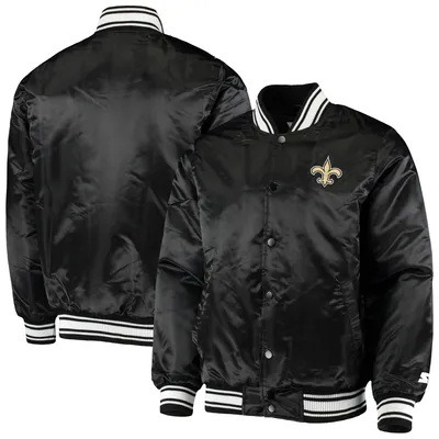 New Orleans Saints Starter Locker Room Satin Varsity Full-Snap Jacket - Black