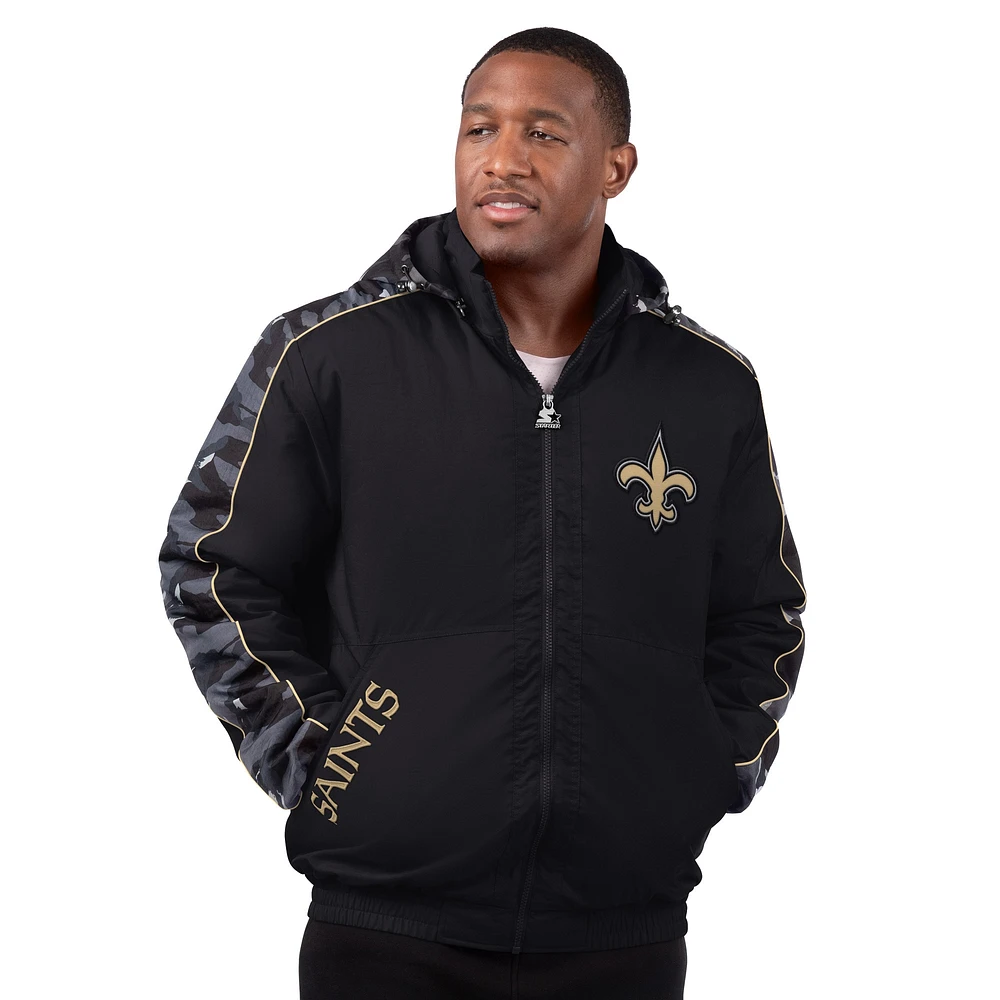 Veste zippée complète jeudi soir New Orleans Saints Starter pour homme noire