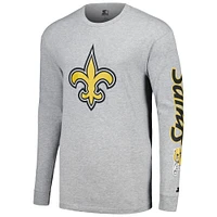 T-shirt à manches longues pour hommes Starter Heather Grey New Orleans Saints Halftime