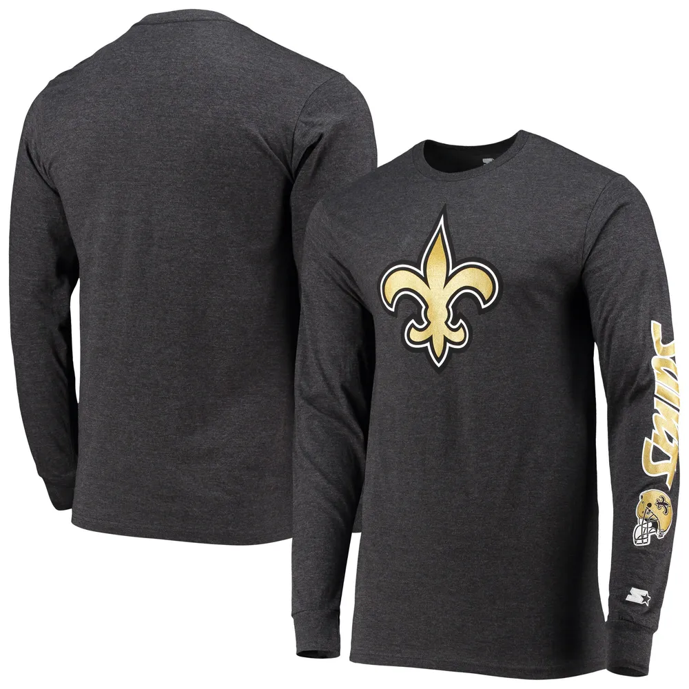 T-shirt à manches longues Starter anthracite chiné New Orleans Saints Halftime pour homme