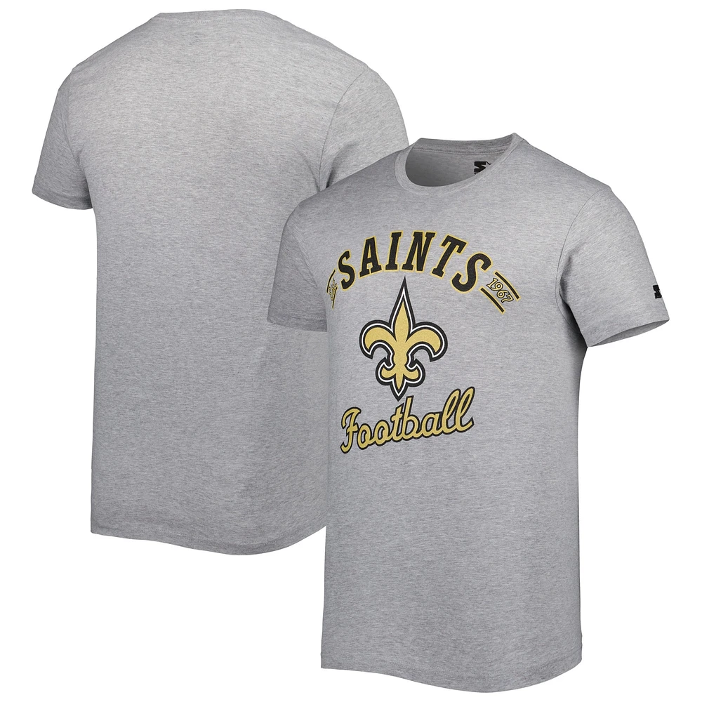 T-shirt Starter New Orleans Saints Prime Time gris chiné pour homme