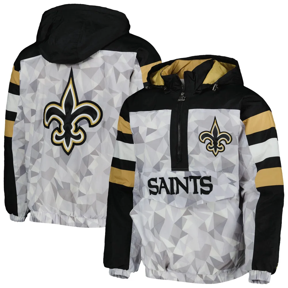 Veste à capuche demi-glissière pour homme New Orleans Saints Thursday Night Gridiron Raglan Starter blanc/noir