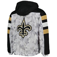 Veste à capuche demi-glissière pour homme New Orleans Saints Thursday Night Gridiron Raglan Starter blanc/noir