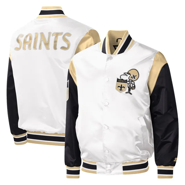 Men's New Orleans Saints Starter Black Throwback Raglan Hoodie Long Sleeve  T-Shirt