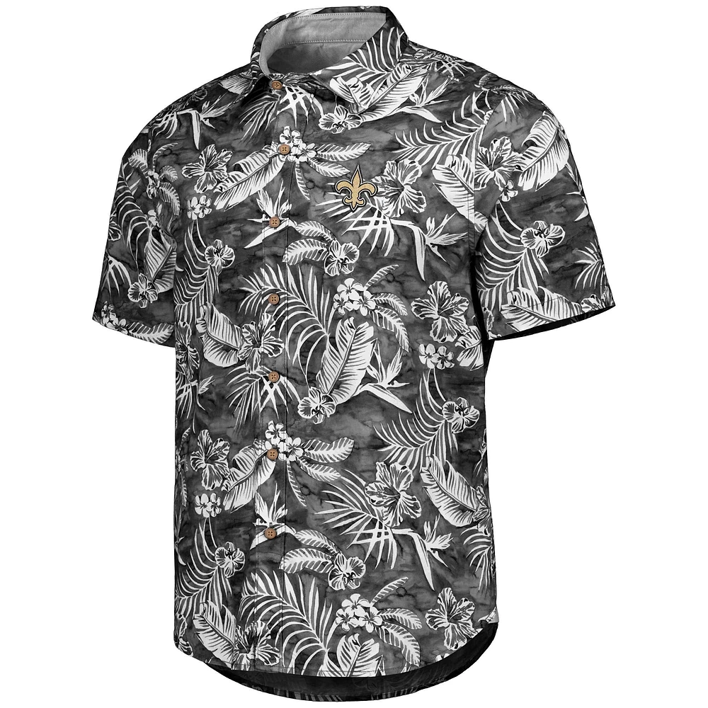 Men's Tommy Bahama Black New Orleans Saints Aqua Lush Full-Button Shirt