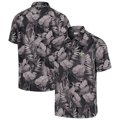 Men's Tommy Bahama Black New Orleans Saints Coast Nuevo Fronds Camp Button-Up Shirt