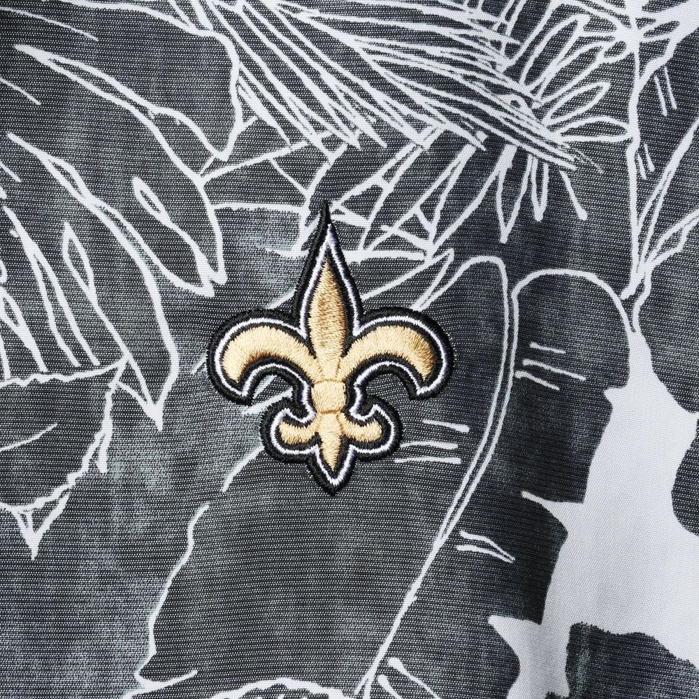 Men's Tommy Bahama Black New Orleans Saints Coconut Point Playa Floral IslandZone Button-Up Shirt