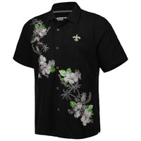 Men's Tommy Bahama Black New Orleans Saints Sport Azule Oasis Camp Button-Up Shirt