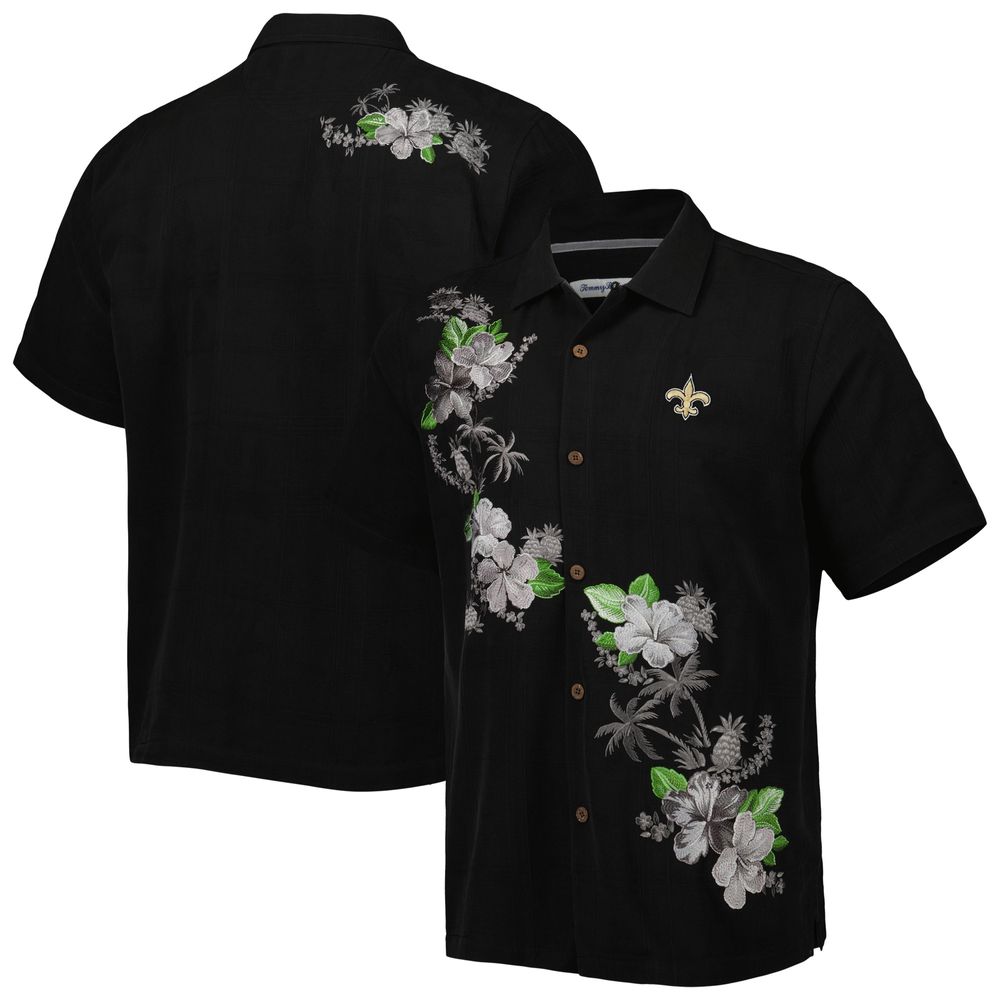 Men's Tommy Bahama Black New Orleans Saints Sport Azule Oasis Camp Button-Up Shirt