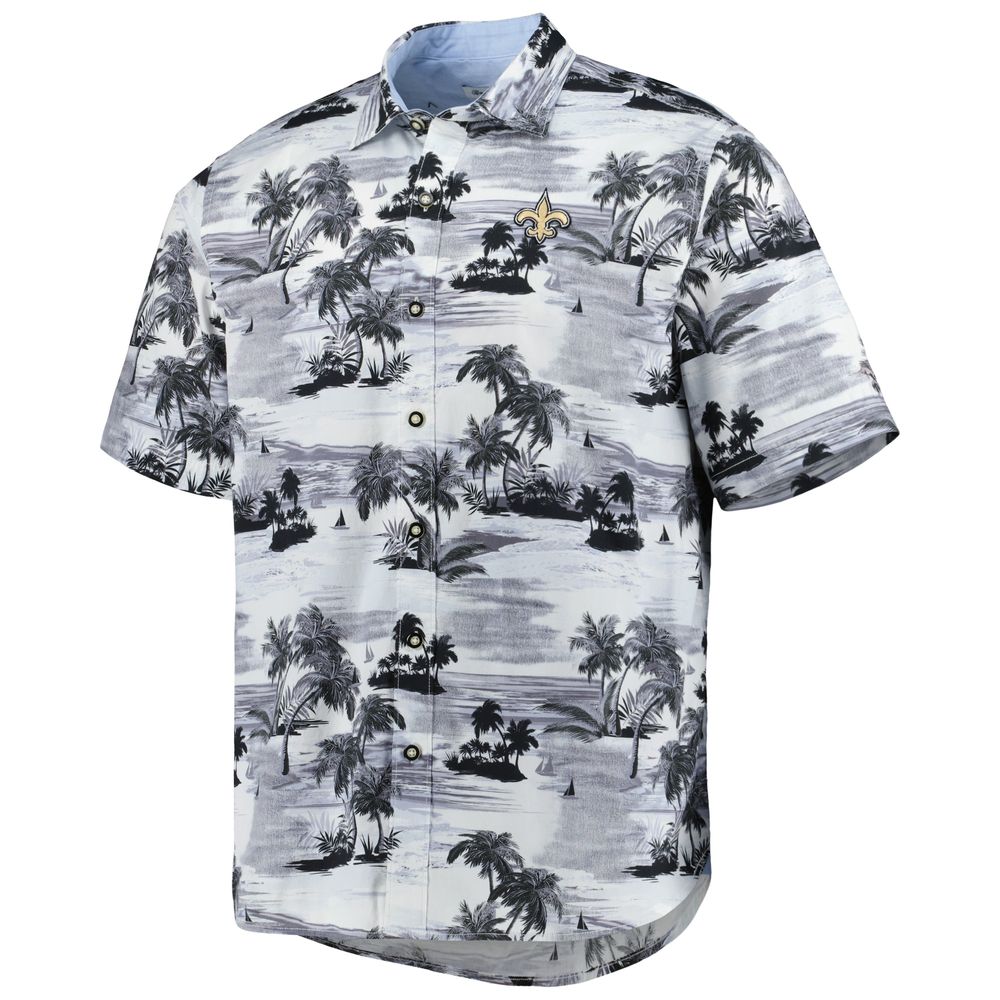 Men's Tommy Bahama Black New Orleans Saints Sport Tropical Horizons Button-Up Shirt