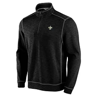 Sweat-shirt à demi-zip noir Tommy Bahama New Orleans Saints Tobago Bay Tri-Blend pour homme