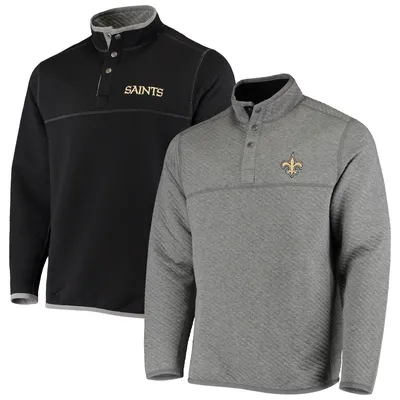 New Orleans Saints Two-Tone Reversible Fleece Jacket - Gray/Black