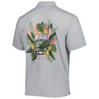 Men's Tommy Bahama Gray New Orleans Saints Coconut Point Frondly Fan Camp IslandZone Button-Up Shirt