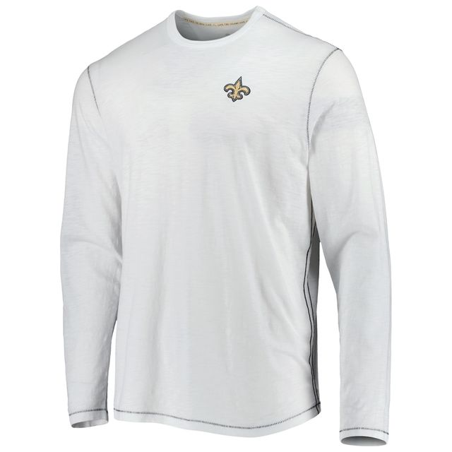 T-shirt à manches longues Tommy Bahama New Orleans Saints pour homme avec lacets Billboard blanc