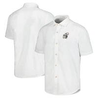 Chemise de camp boutonnée Tommy Bahama blanche New Orleans Saints Sport Coconut Point Palm Vista IslandZone pour hommes