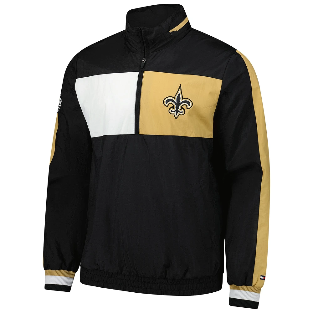 Veste à capuche légère demi-zip Gael New Orleans Saints Tommy Hilfiger noire pour homme