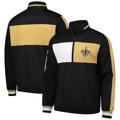 Men's Tommy Hilfiger Black New Orleans Saints Gael Lightweight Half-Zip Hoodie Jacket