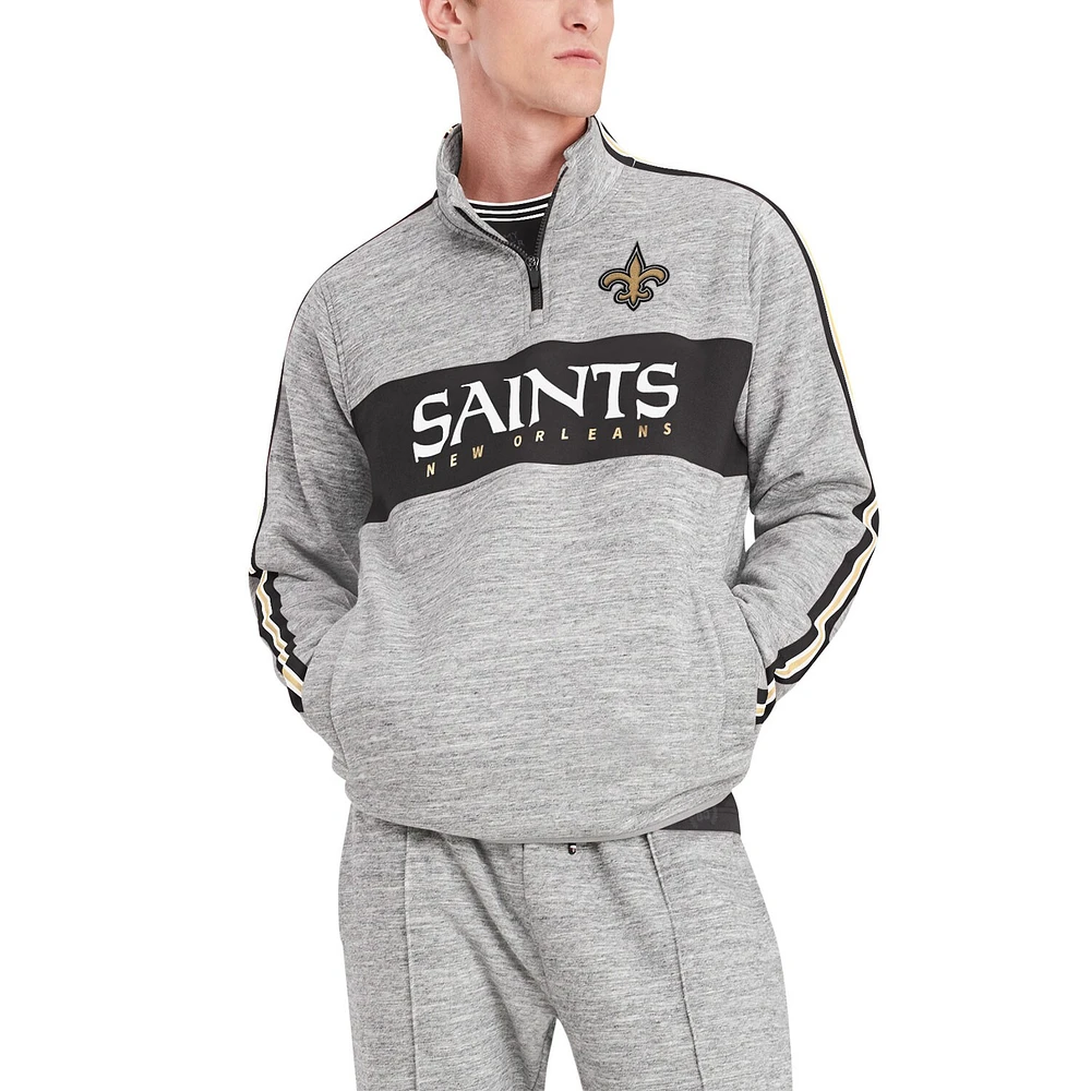 Veste Tommy Hilfiger pour hommes gris chiné New Orleans Saints Mario Quarter-Zip