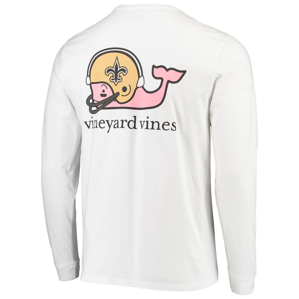 Men's Vineyard Vines White New Orleans Saints Team Whale Helmet T-Shirt