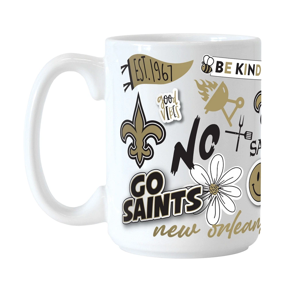 Saints de la Nouvelle-Orléans 15 oz. Tasse en céramique indigène