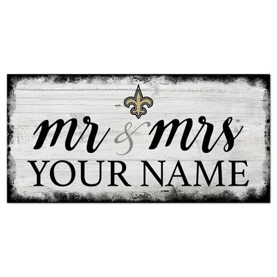 New Orleans Saints 6" x 12" Personalized Mr. & Mrs. Script Sign