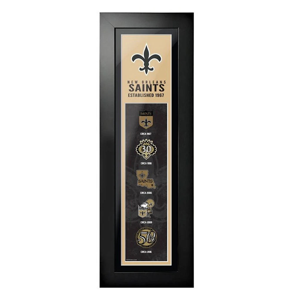 New Orleans Saints - 6'' x 22'' Logos to History Framed Art