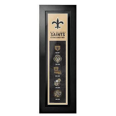 New Orleans Saints - 6'' x 22'' Logos to History Framed Art