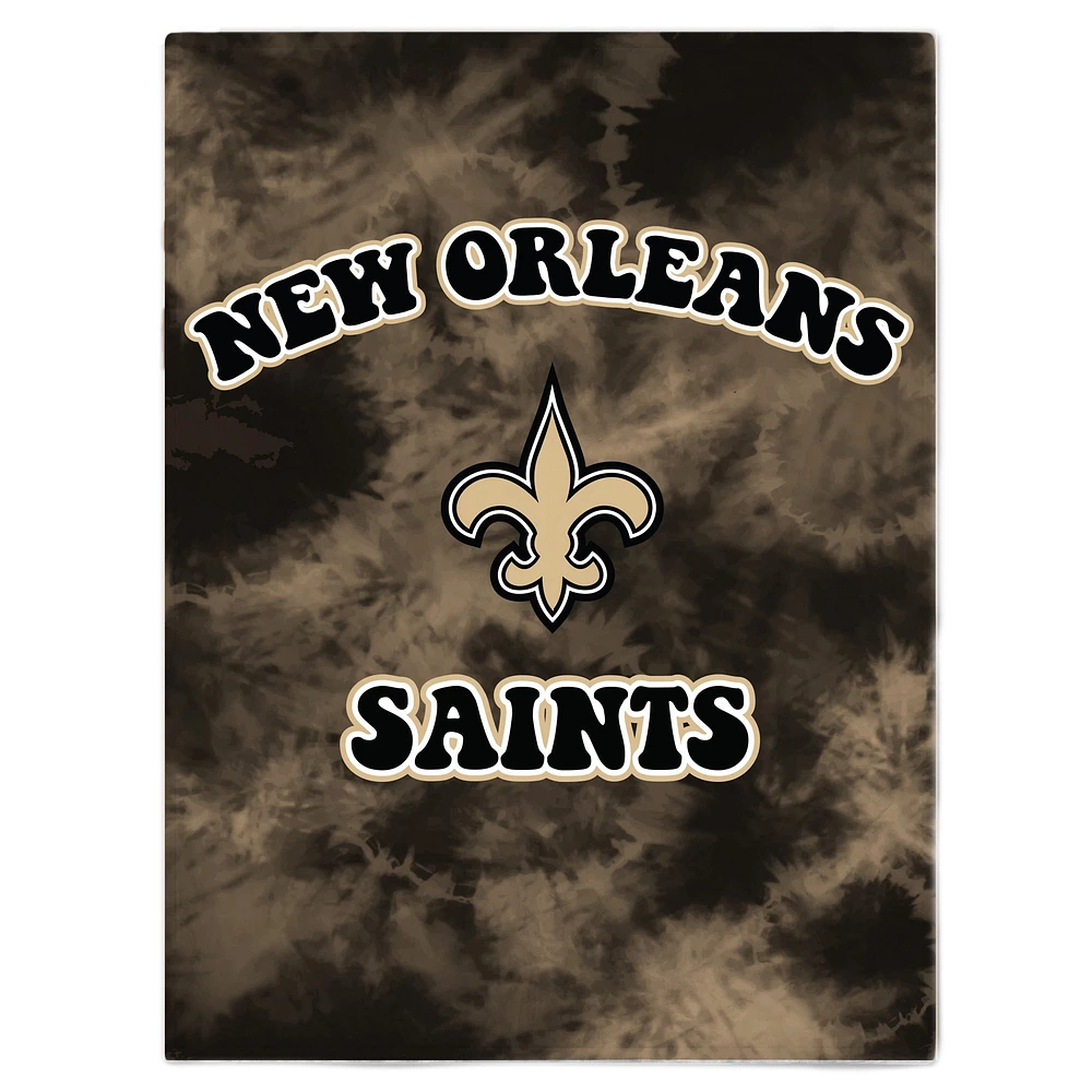 Couverture sherpa en flanelle tie-dye New Orleans Saints 60'' x 70''