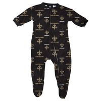 New Orleans Saints Infant Piped Raglan Full Zip Coverall - Black