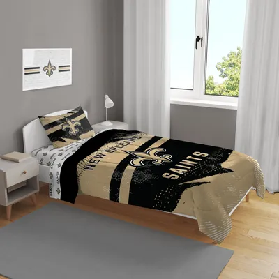 New Orleans Saints Slanted Stripe 4-Piece Twin Bed Set