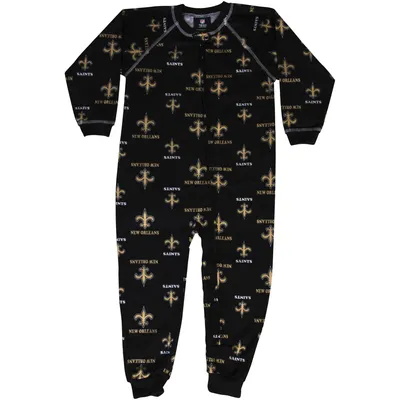 New Orleans Saints Toddler Piped Raglan Full Zip Coverall - Black