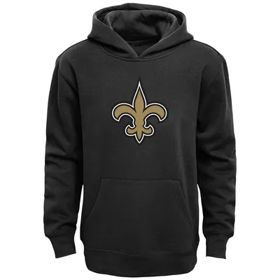New Orleans Saints Youth Primary Logo Team Color Fleece Pullover Hoodie - Black