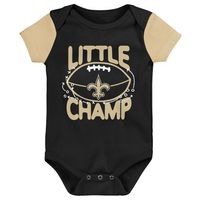 Newborn & Infant Black/Gold New Orleans Saints 3-Piece Little Champ Bodysuit Bib Booties - Set