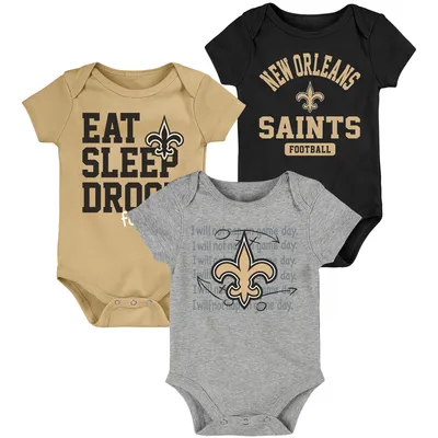 New Orleans Saints Newborn & Infant Eat, Sleep, Drool Football Three-Piece Bodysuit Set - Black/Gold
