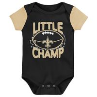 Newborn & Infant Black/Gold New Orleans Saints Little Champ Three-Piece Bodysuit Bib Booties Set