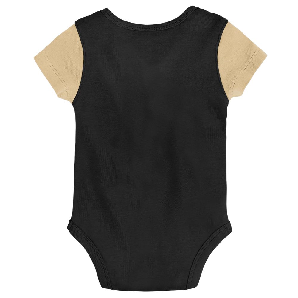 Newborn & Infant Black/Gold New Orleans Saints Little Champ Three-Piece Bodysuit Bib Booties Set