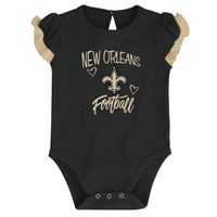 Newborn & Infant Black/Vegas Gold New Orleans Saints Too Much Love Two-Piece Bodysuit Set