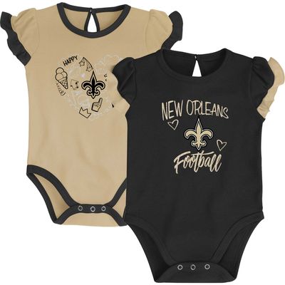 Newborn & Infant Black/Vegas Gold New Orleans Saints Too Much Love Two-Piece Bodysuit Set