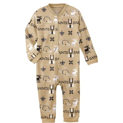 Newborn & Infant Gold New Orleans Saints Allover Print - Full-Zip Jumper