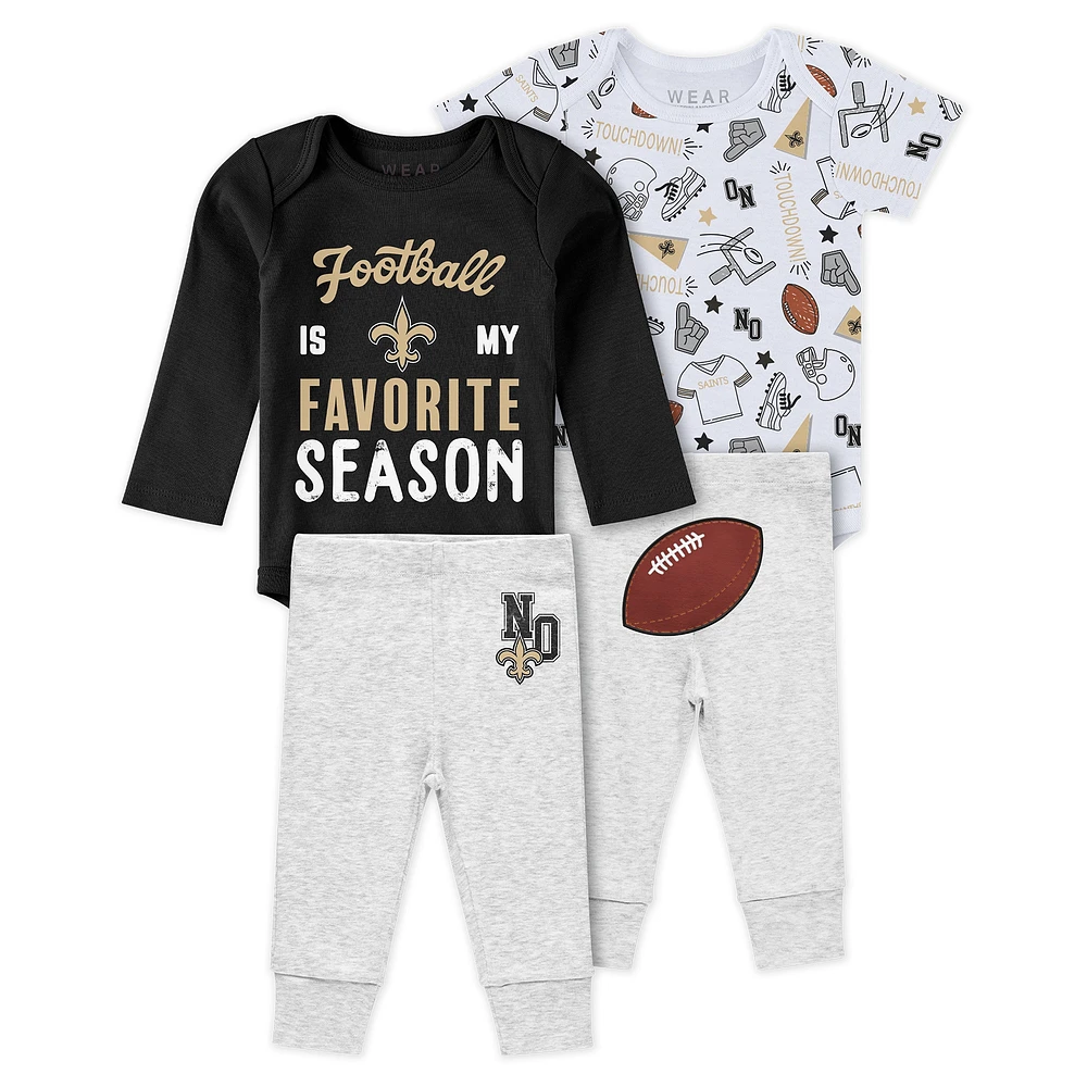 Vêtements pour nouveau-nés et nourrissons par Erin Andrews Ensemble trois pièces de body pantalon Turn Me Around des New Orleans Saints