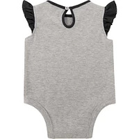 Newborn Heather Gray/Black New Orleans Saints All Dolled Up Three-Piece Bodysuit, Skirt & Booties Set