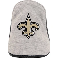 Nouveau-né Heather Grey/Black New Orleans Saints All Dolled Up Ensemble trois pièces body, jupe et chaussons