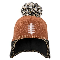 Bonnet en tricot marron avec pompon pour enfant d'âge préscolaire représentant un footballeur des Saints de la Nouvelle-Orléans